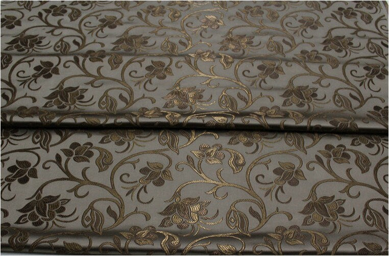 Brocart de soie à motif floral bleu, largeur 75 cm (29,5 po) - Vendu au mètre