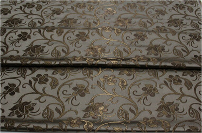 Brocart de soie à motif floral bleu, largeur 75 cm (29,5 po) - Vendu au mètre