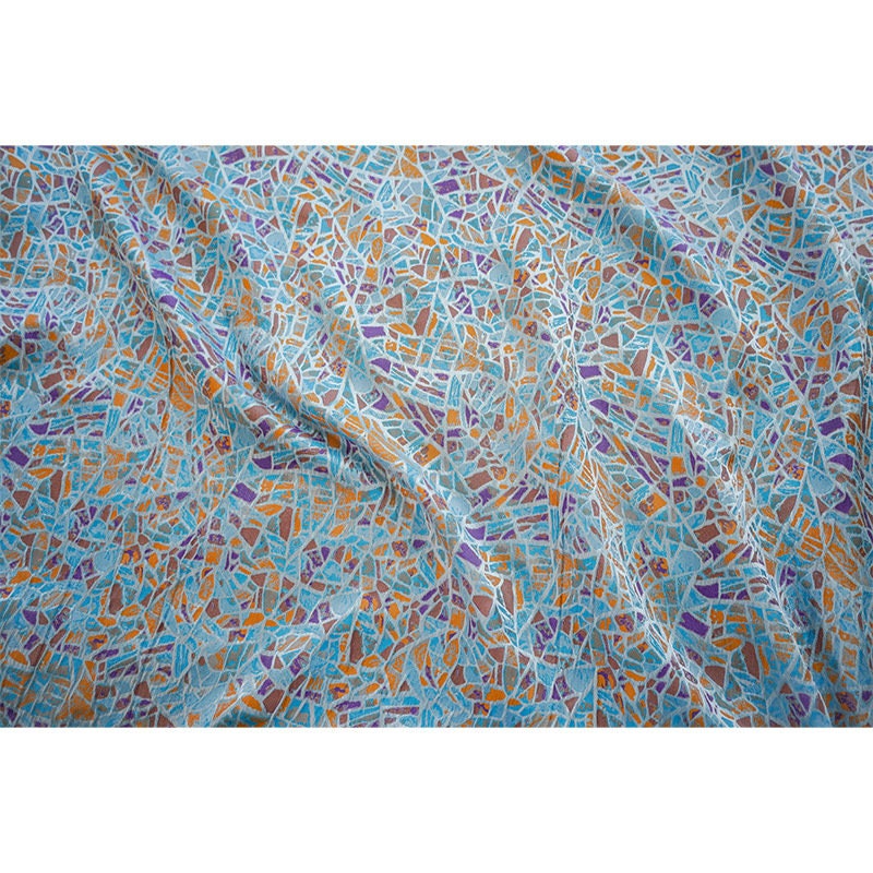 Blue Jacquard Fabric: Soft Polyester Designer Fabric, 59" Wide