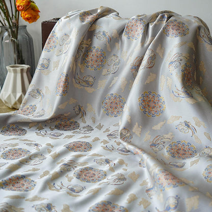 Floral Brocade Fabric: Mongolian Tibetan Style, 59" Wide