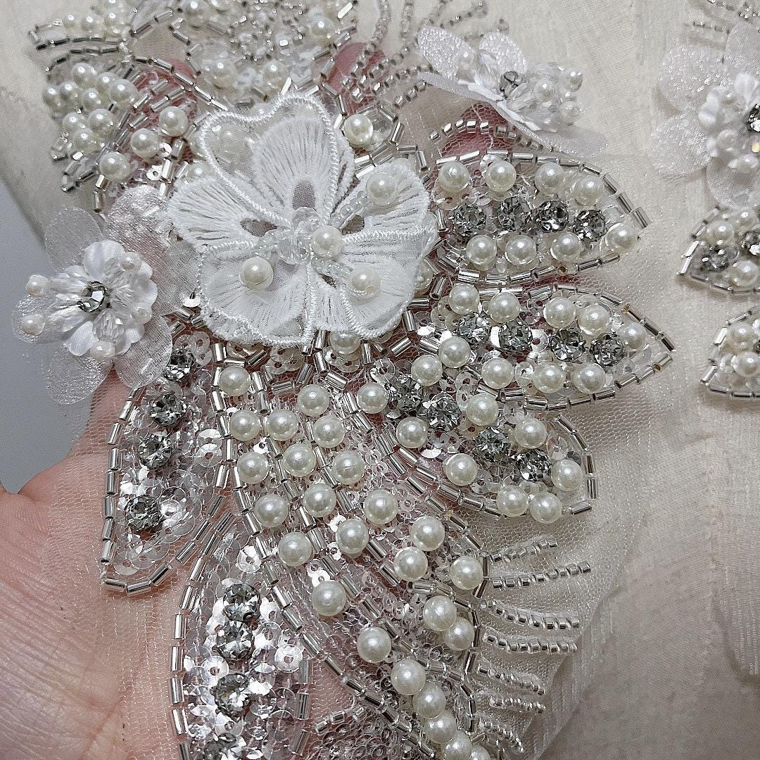 Embroidered Lace Trim: Beaded Sequins, Bridal Wedding Dress, By The Yard