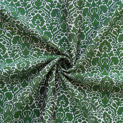 Tissu jacquard tissé à motif floral vert : réversible, pour ameublement, costumes, kimonos - 140 cm de large