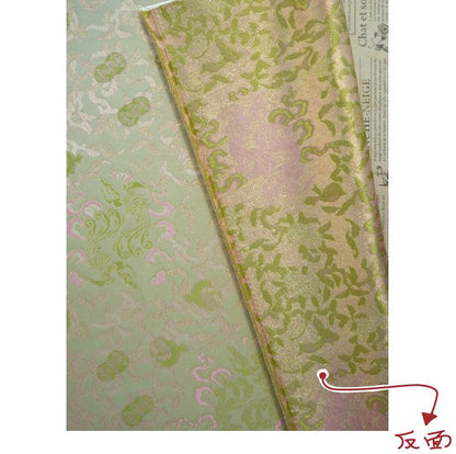 Bean Green Jacquard Fabric with Gold Thread: 55" Wide
