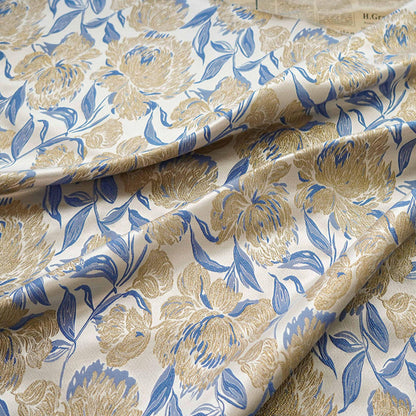 Gold Thread Floral Jacquard Fabric: Vintage Palace Designer Fabric, 62" Wide