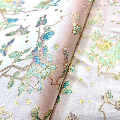 Tissu brocart papillon : Jacquard prune argenté, 150 cm de large
