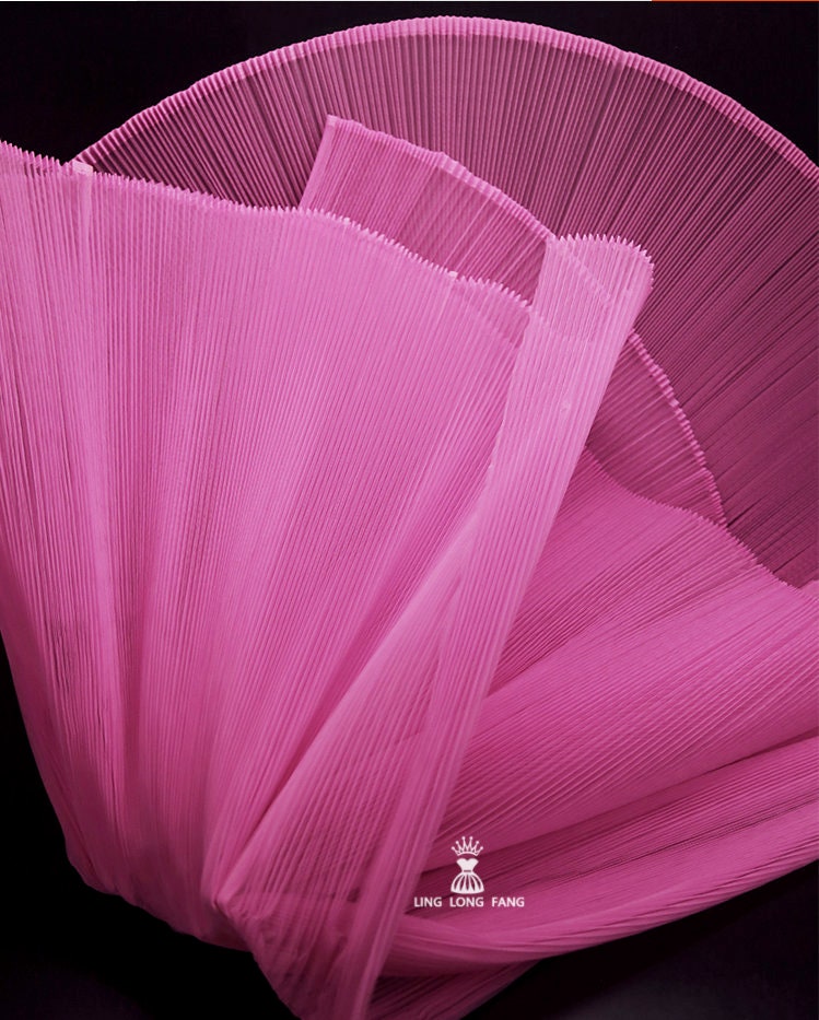 Pleated Hard Yarn Tulle Fabric: 59" Wide Designer Material