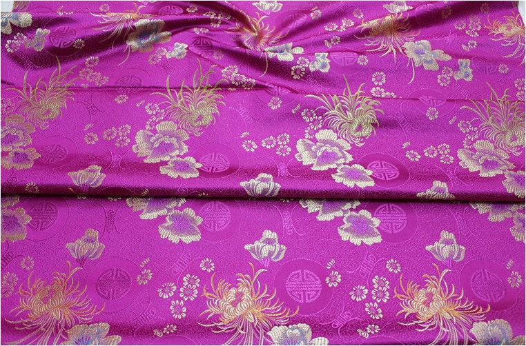 Chrysanthemum Brocade Fabric: Silk Rayon Jacquard, 29.5" Wide