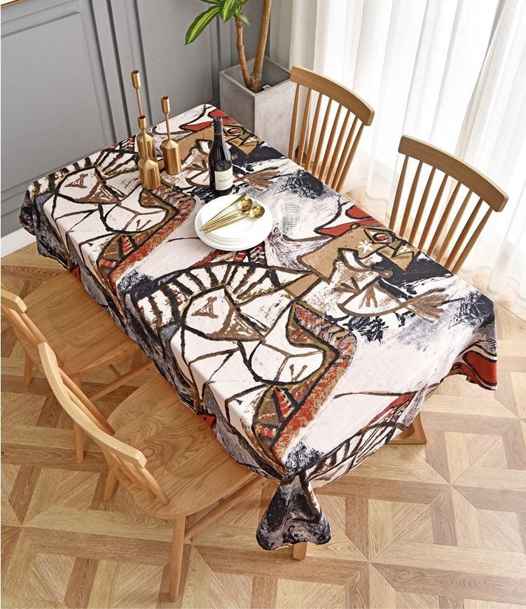 Nappe à imprimé floral bohème : tissu en mélange de coton et de lin (147 cm de large)