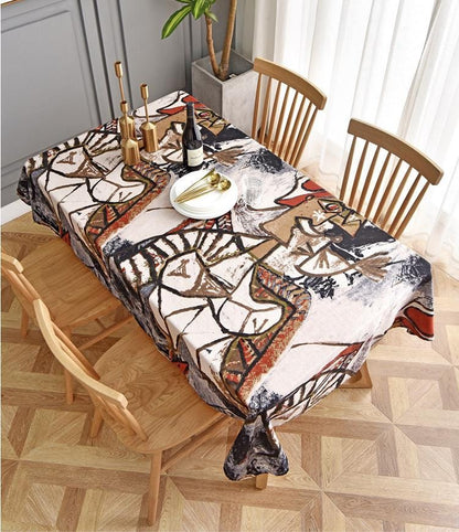 Nappe à imprimé floral bohème : tissu en mélange de coton et de lin (147 cm de large)