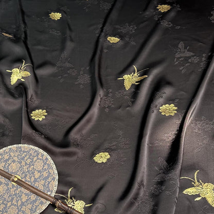 Gold Butterfly Jacquard Damask Fabric: 100% Rayon, 59" Wide