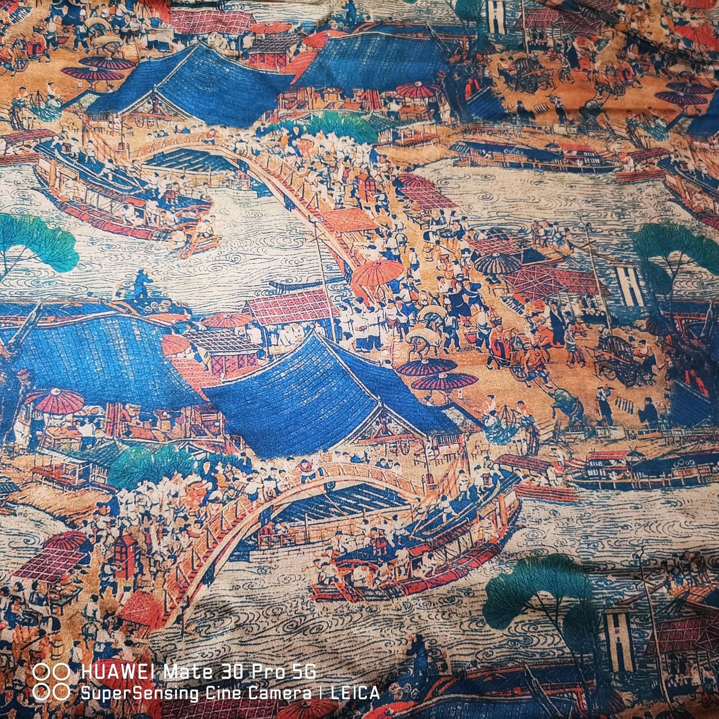 River on the Qingming Festival Fabric: 58" Gambiered Canton Gauze Satin
