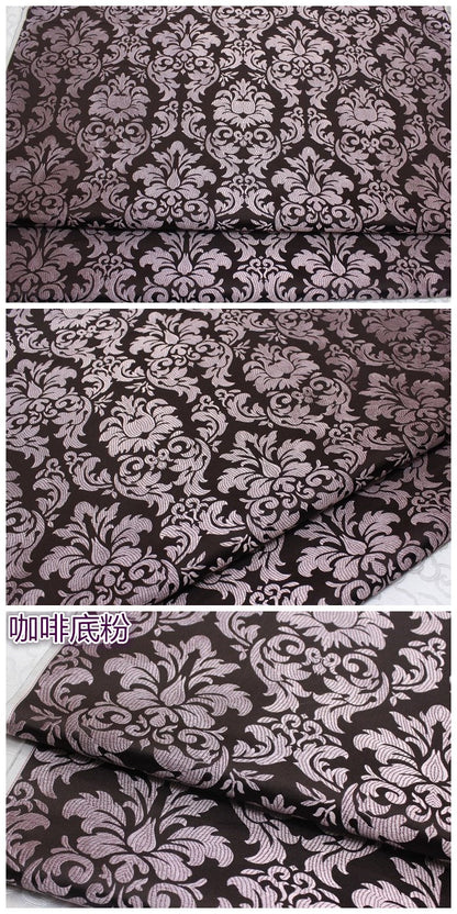 Floral Silk Brocade Fabric: Red Gold Coffee Pink Upholstery Drapery, By The Meter