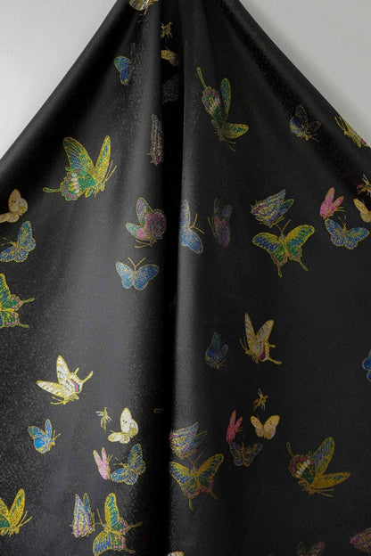 Black Brocade Fabric | Butterfly Jacquard, Sewing Material (59"W)