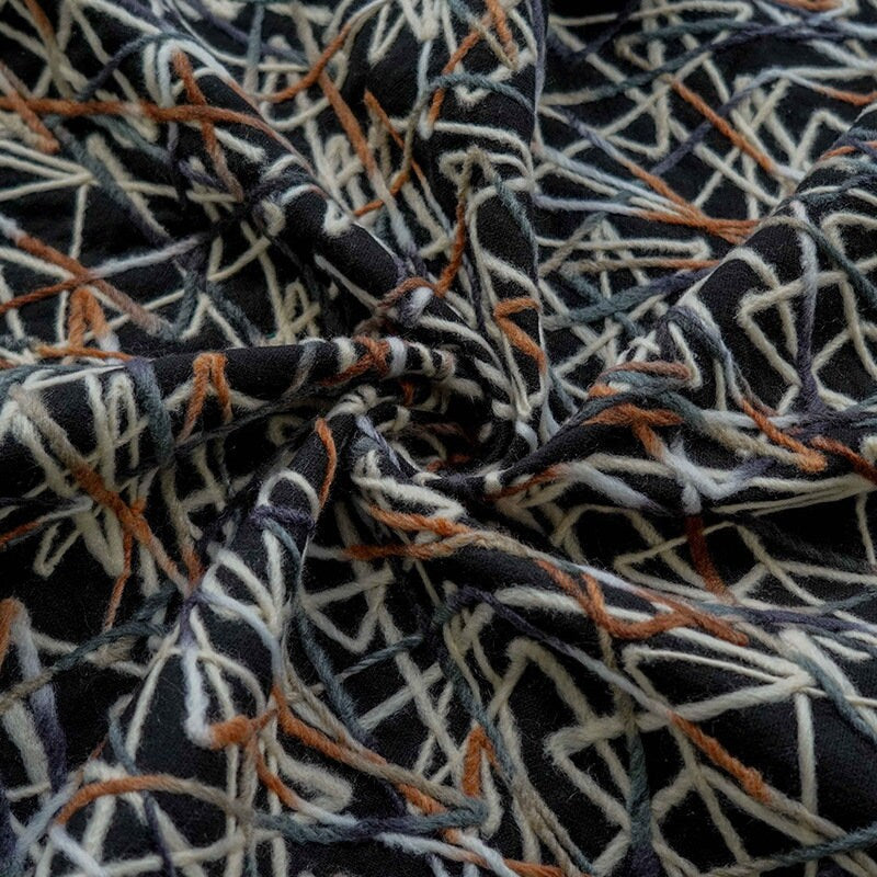 Tissu tricoté à rayures multicolores pelucheuses : revêtement de costume de cosplay, 140 cm de large