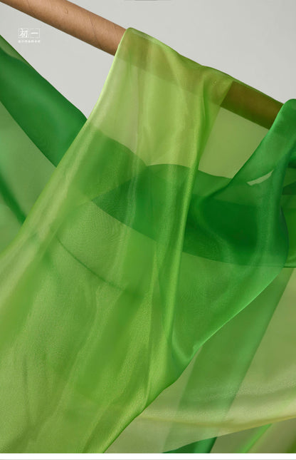 Gradient Green Chiffon Organza Fabric - 55"W Sheer Drape