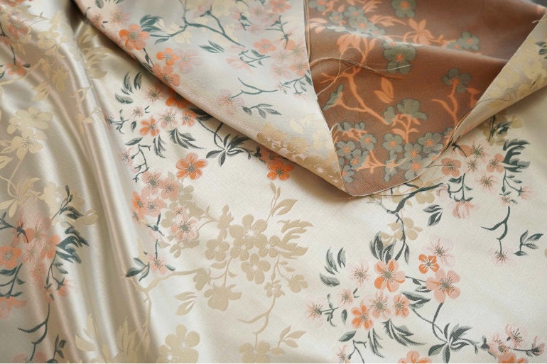 Floral Print Satin Fabric: Soft Polyester Material, 65" Wide