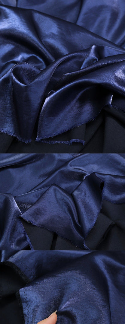 Glitter-Glazed Silk Satin Fabric: Gradient Silky Dress Material, 58" Wide