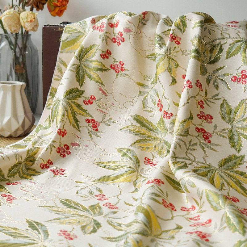 Gold Thread Jacquard Fabric: Green 3D Designer Sewing Fabric - 55" W