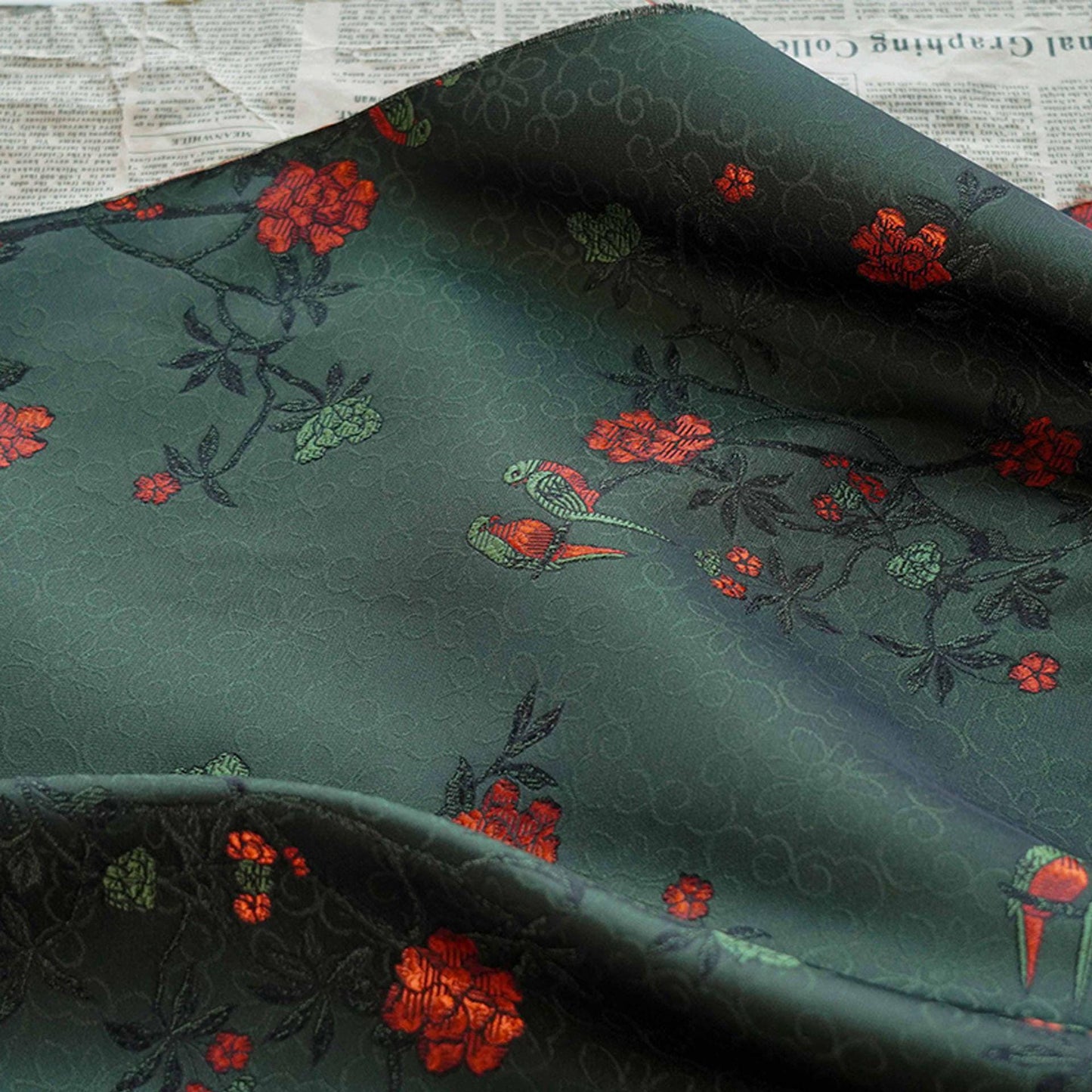 Floral Brocade Fabric: 59"W Polyester Rayon Blend, Costume Decor