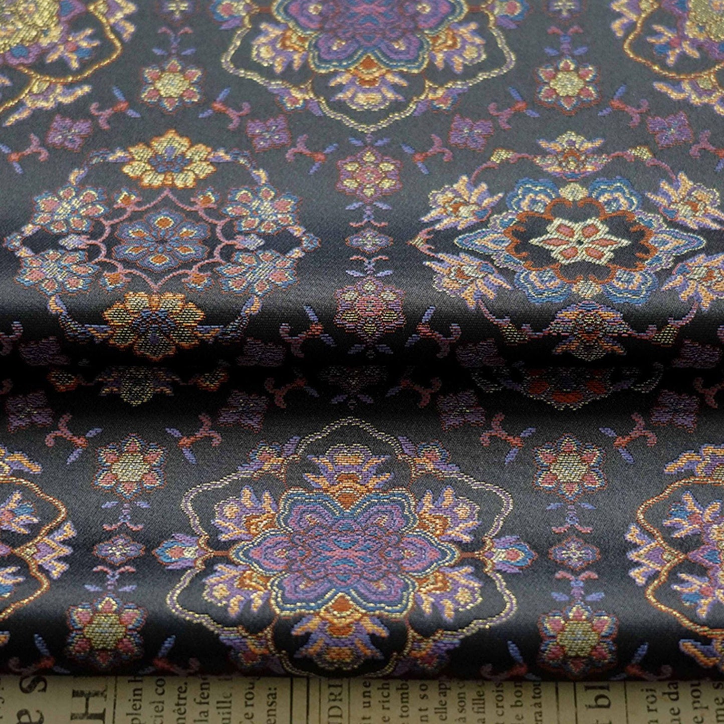 Mongolian Bada Pattern Fabric: Tibetan Style Upholstery, Costume, Decor (59"W, By The Meter)