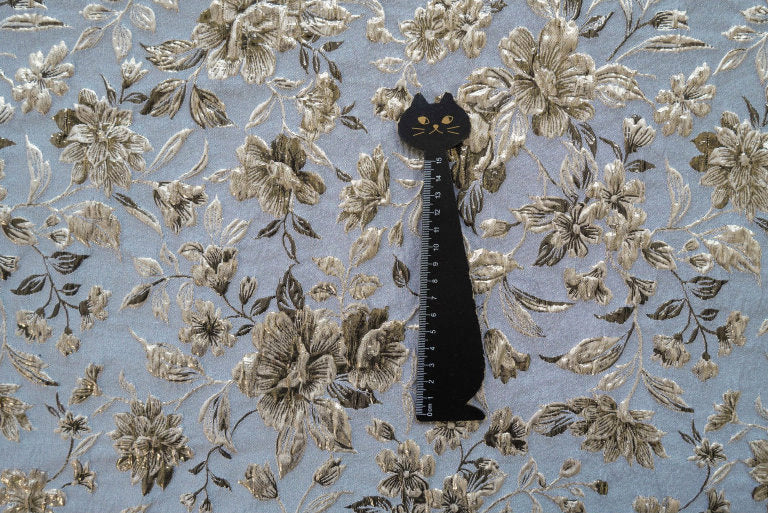 Tissu jacquard floral doré réversible : matériau de couture pour ameublement gaufré, largeur 60