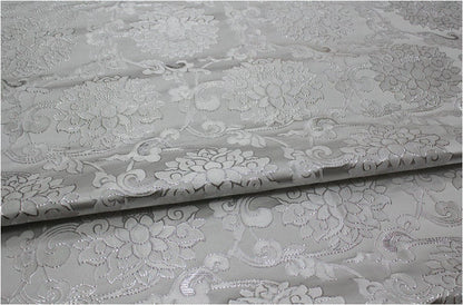 Lotus Flower Silk Brocade Fabric: Retro Chinese Decor (29.5"W)