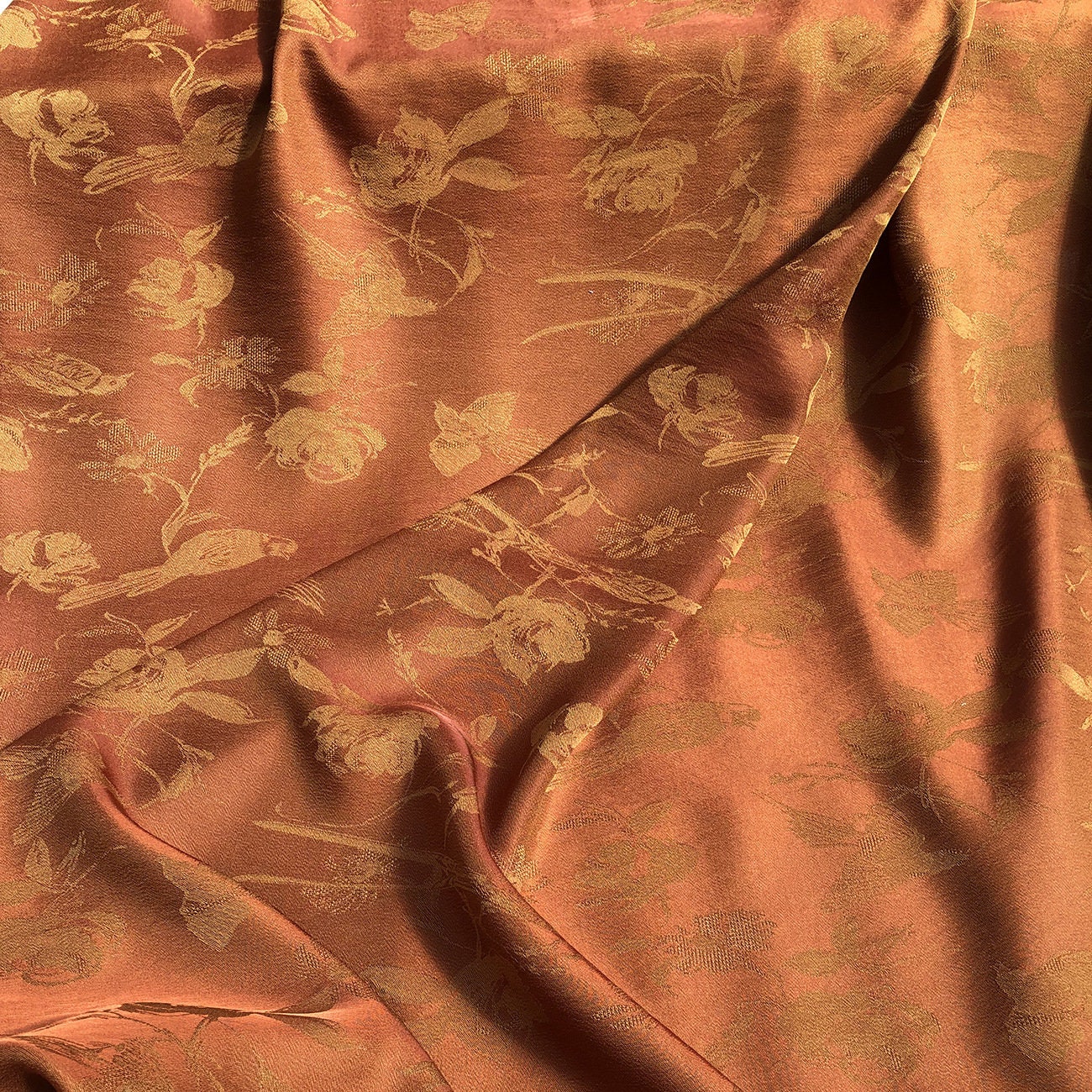 Tissu damassé jacquard à motifs d'oiseaux et de fleurs, double face, pour l'ameublement, les costumes et la couture, largeur 145 cm (vendu au mètre)