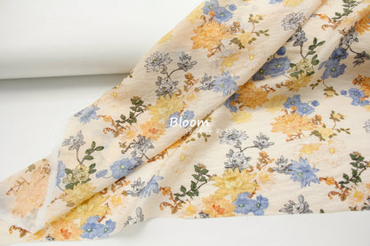 Vintage Floral Hemp Tencel Linen Fabric: Silky Sustainable Material