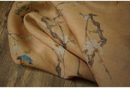 Floral Ramie Fabric: Samuume Pattern, 55" Wide - Sewing & Upholstery