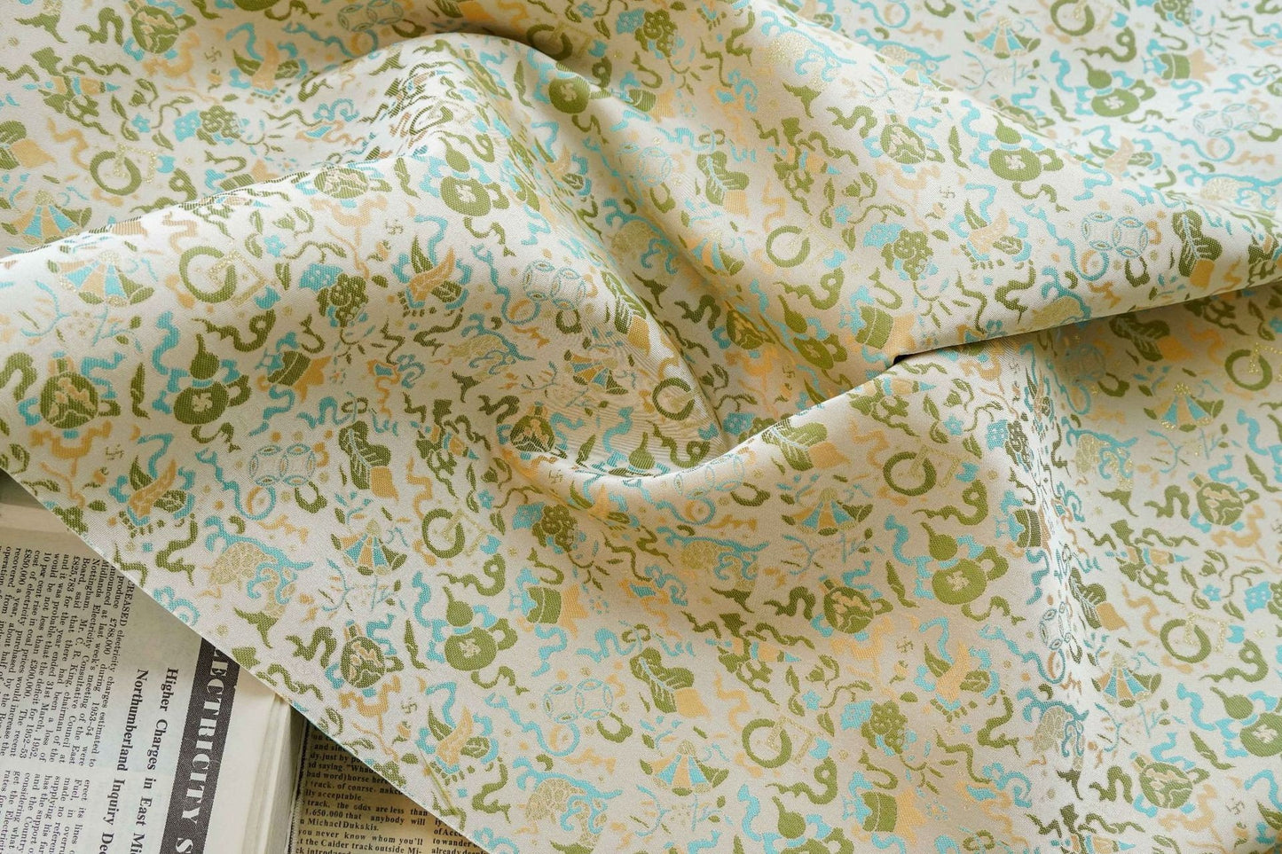Flying Dragon Brocade Fabric: 59"W Rayon Satin