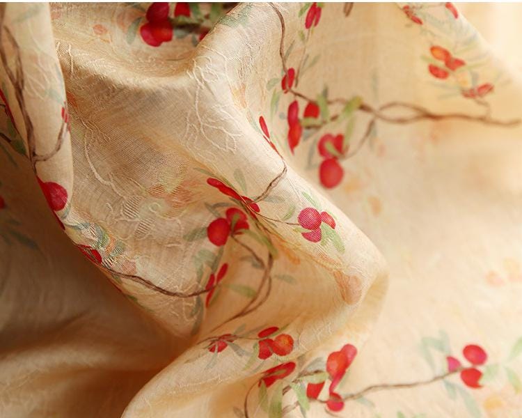Floral Tencel Ramie Fabric: Sewing Material by Meter