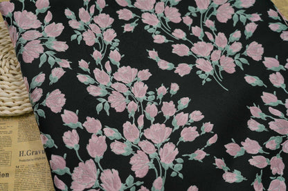 Reversible Pink Flower Jacquard Fabric: Embossed Upholstery, Costume, Curtain (55"W)