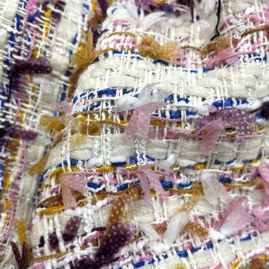 Tissu tweed à tissage grossier : Matière tendance à paillettes scintillantes (150 cm de large sur 1 mètre)