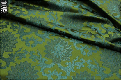 Tissu brocart de soie à motif de fleur de lotus : tapisserie pour coussin Cheongsam (29,5 po L)
