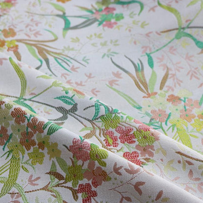 Tissu jacquard à motif floral : motif jardin printanier, 140 cm de large