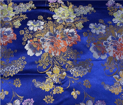 Tissu brocart de soie pivoine : motif floral pour ameublement, matelassage et couture, 75 cm de large