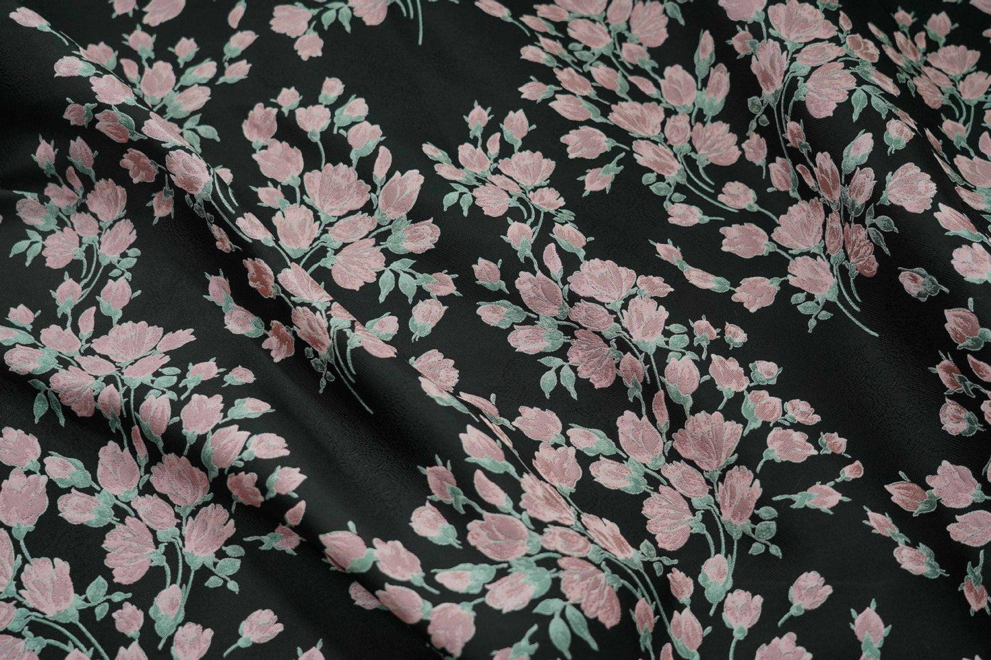Reversible Pink Flower Jacquard Fabric: Embossed Upholstery, Costume, Curtain (55"W)