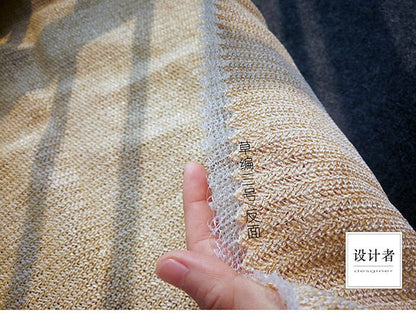 Eco-Friendly Woven Straw Fabric: Pastoral Home Decor, Upholstery (53"W)