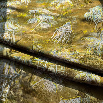 Rayon Silk Jacquard Xiangyun Fabric, Handcrafted Warm Forest Home Textile for Sewing, Dressmaking, DIY Craf" Wide