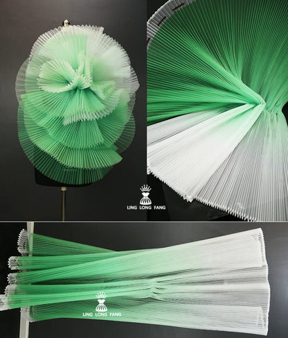 Gradient Pleated Organza Fabric: Stiff Texture, 63" Wide