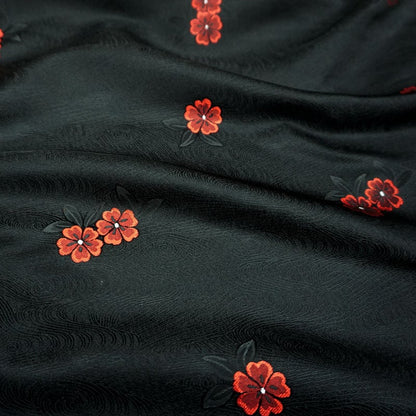 Peach Blossom Silk Brocade Fabric: Chinese Cheongsam Hanfu Material, 29.5"wide