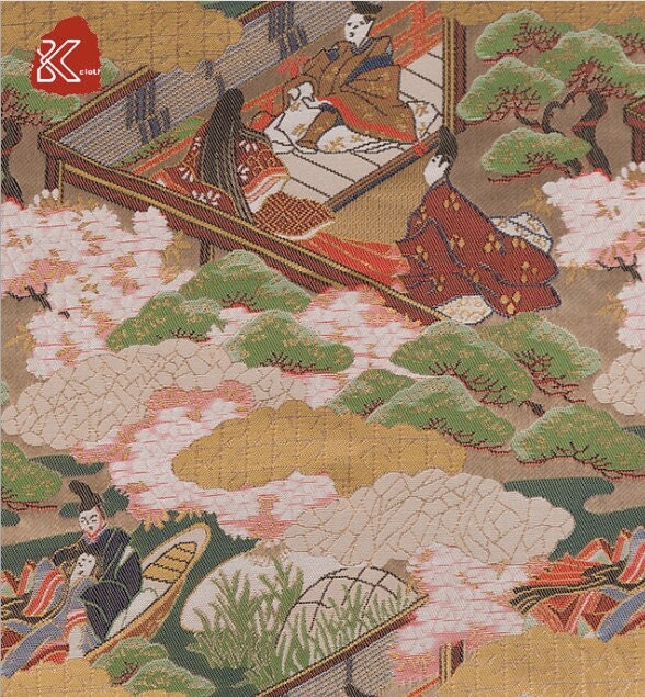 Genji Monogatari Jacquard Silk Brocade Fabric - 59"W Japanese Sewing Fabric