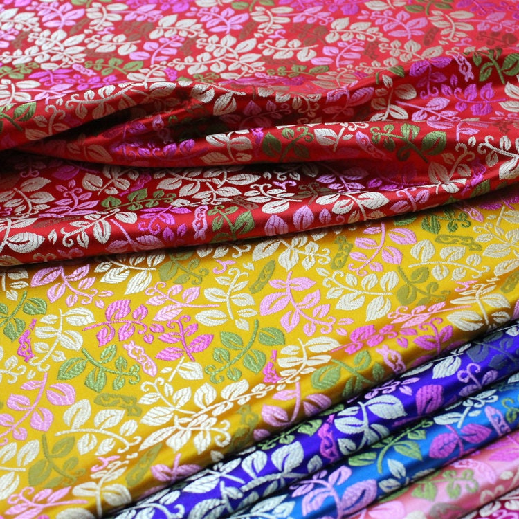 Leaf Brocade Fabric: Silk Rayon Jacquard for Cheongsam & Kimono
