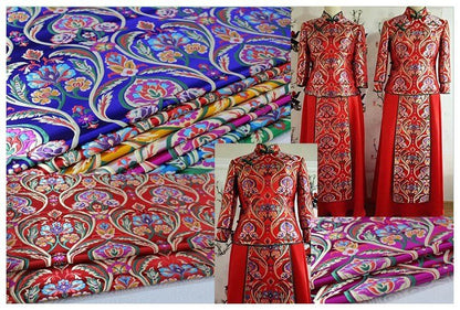 Floral Jacquard Brocade Fabric: Chinese Mongolian Style (By The Meter) - Poppylollipop