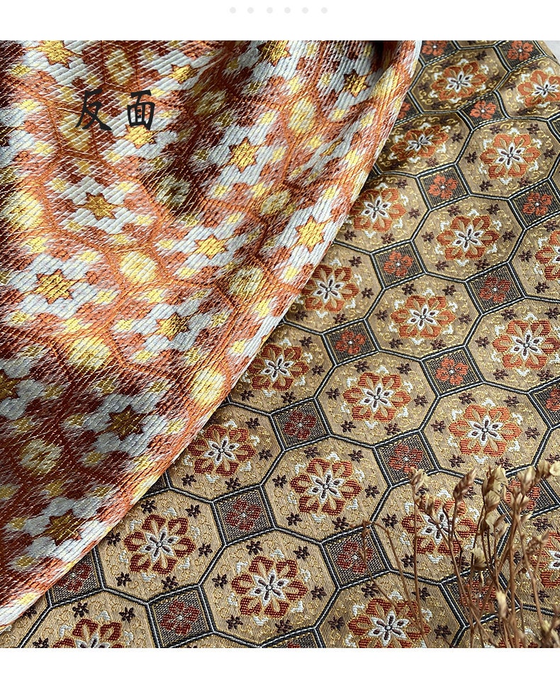 Floral Silk Brocade Fabric: Song Chinese Style, 57"/29"W