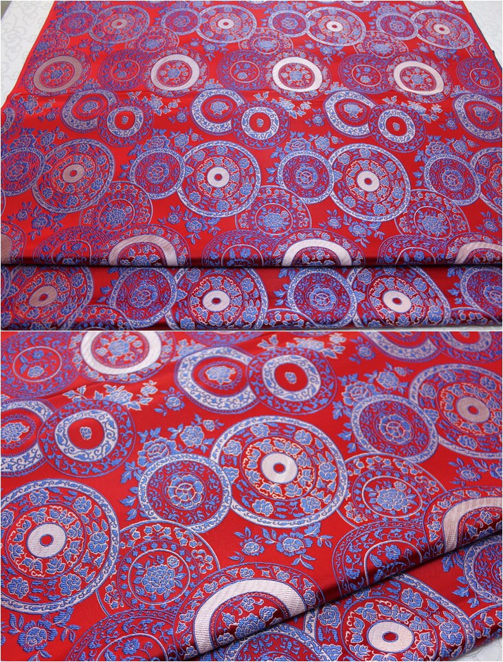 Red Silk Brocade Fabric: Chinese Cheongsam Style, 29.5"W