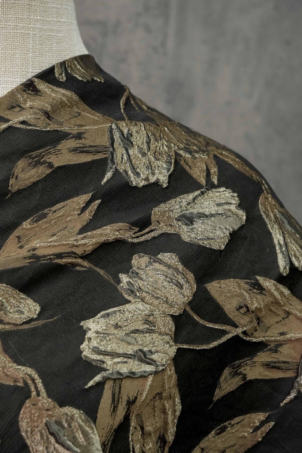 Tissu jacquard réversible, tissu tissé à motif tulipe dorée en relief, 160 cm de large