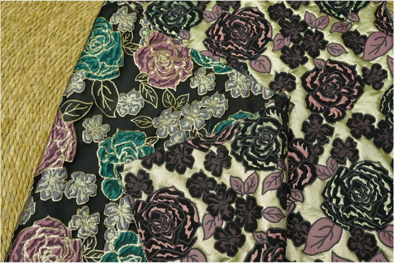 Floral Jacquard Fabric: 3D Oil Painting Texture, 56" Wide - By The Meter