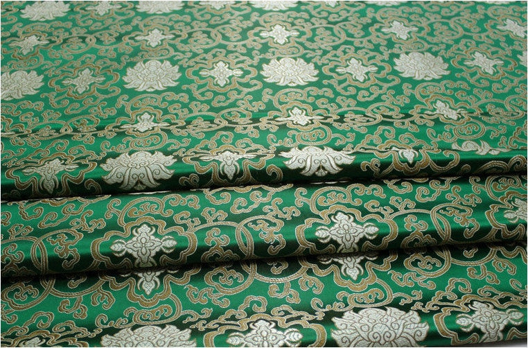 Blue Chinese Medallion Brocade Fabric: 35" Wide Rayon