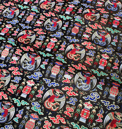 Peacock Lantern Brocade Fabric: 58"W Chinese Rayon Sewing Material